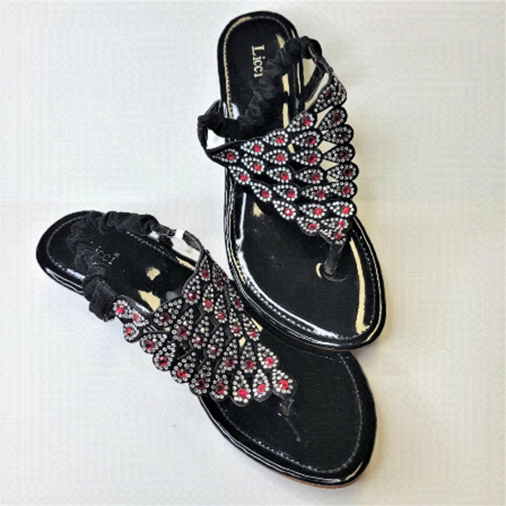 Size 7 Womens Sandals Summer Slippers Beach Wedding Flats Ladies Red Shoes - NEW